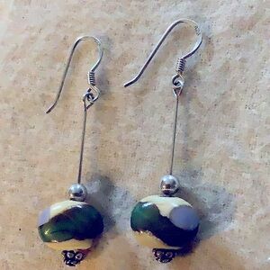 NWOT Handmade Vermont Earrings with Sterling Silver and Pottery Glazed Bead